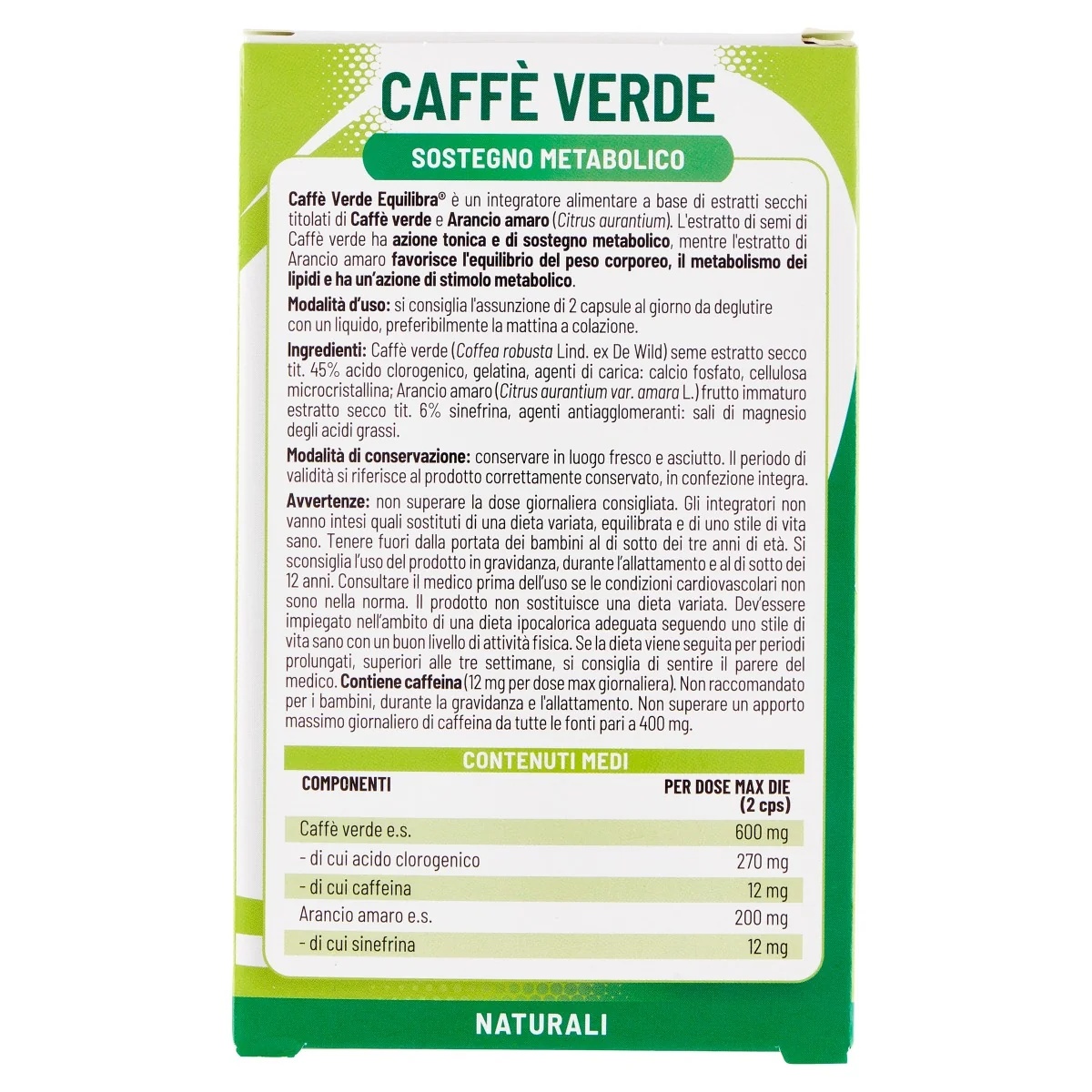 EQUILIBRA Equilibra Groene Koffie 40 capsules Uitdroging en stofwisseling