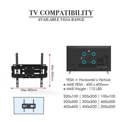 Soporte de pared inclinable y giratorio ALIGHTUP para TV - para pantallas de 32 a 60 pulgadas - VESA: 400 x 400 mm