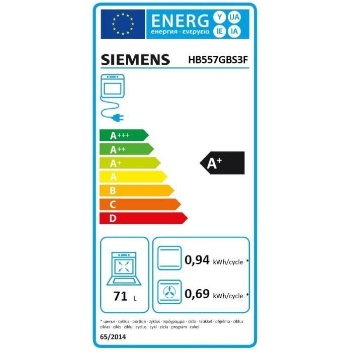 ecoclean Softclose oven - SIEMENS IQ500 - HB557GBS3F - Black - 7 cooking modes - 59.5 x 59.4 x 54.8 cm