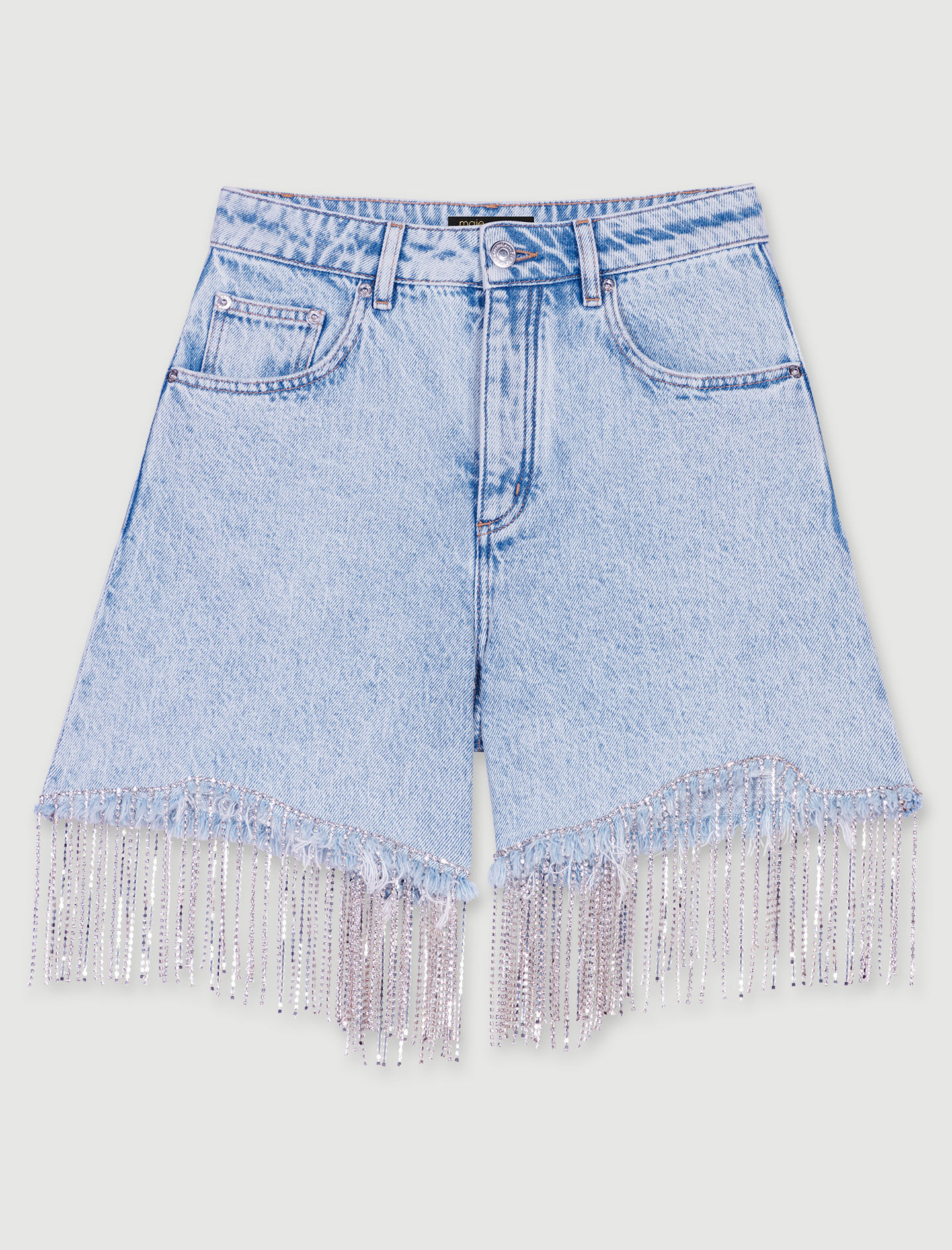 Glanzende denim shorts - Lichtblauw
