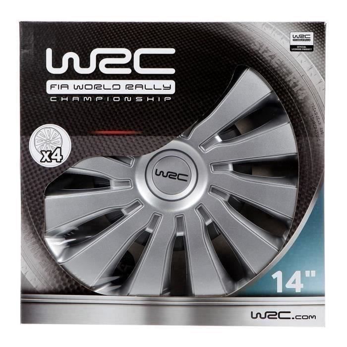Juego de 4 embellecedores de rueda de 14 pulgadas en gris metalizado - WRC - SEPANG - Aspecto deportivo - Instalación rápida y sencilla con clips