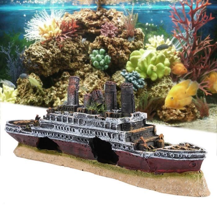 Akvaariokoristeet - Titanic - Hylky - Myrkytön muovi - Realistinen simulaatio - Maisemointi