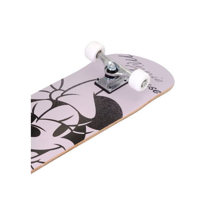 Monopatín de madera de Minnie Mouse para adolescentes, grande (79 cm), plataforma antideslizante, estable hasta 80 kg.