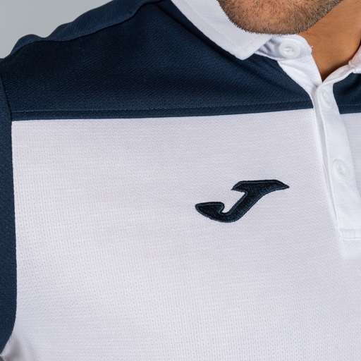 Joma Hobby II Kortärmad Pikétröja, Vit/Marinblå