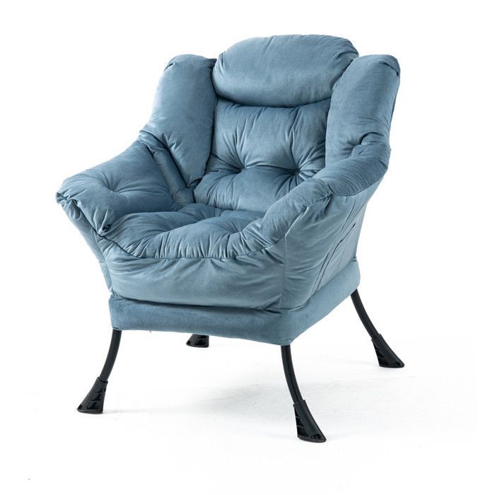 Fauteuil à bascule 75 x 80 x 85 cm, fauteuil à bascule en métal avec poches latérales, fauteuil d'allaitement minimaliste, bleu