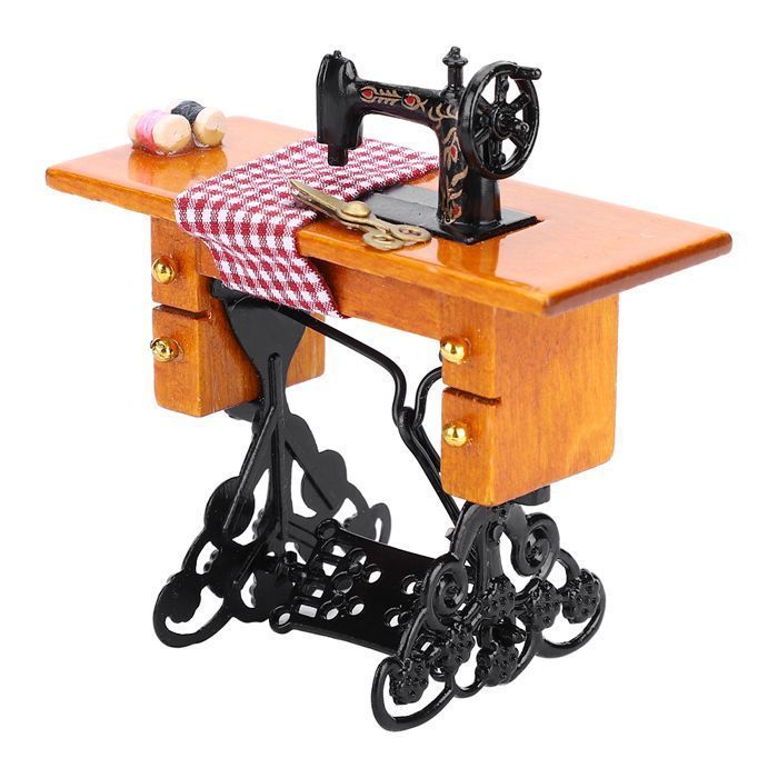 Macchina da cucire in legno per casa delle bambole in scala 1:12, mobili in miniatura, accessori per casa delle bambole, giocattolo YYV
