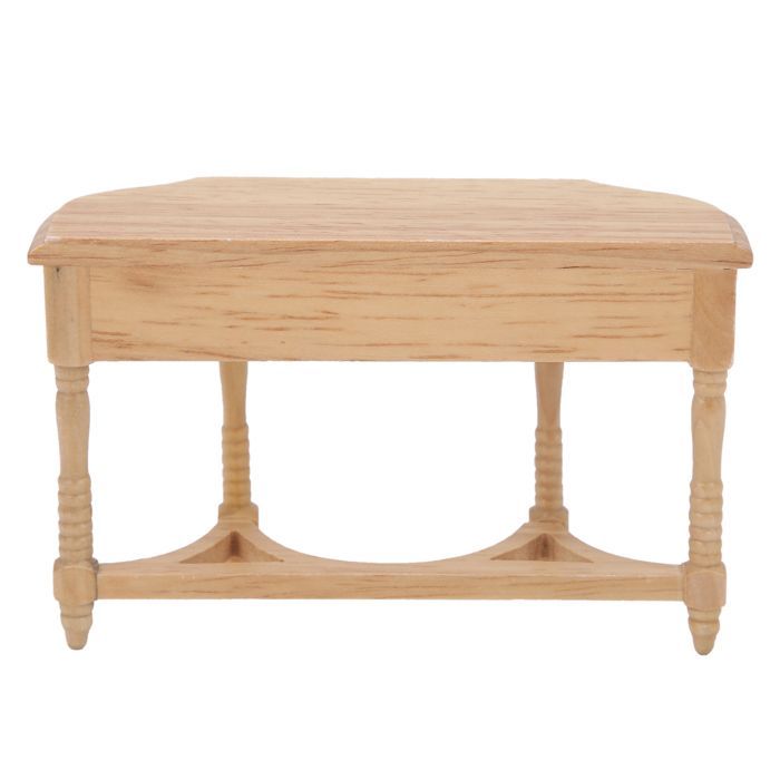 Escritorio de madera en miniatura para casa de muñecas, muebles, mesa semicircular, accesorios, escala 1:12