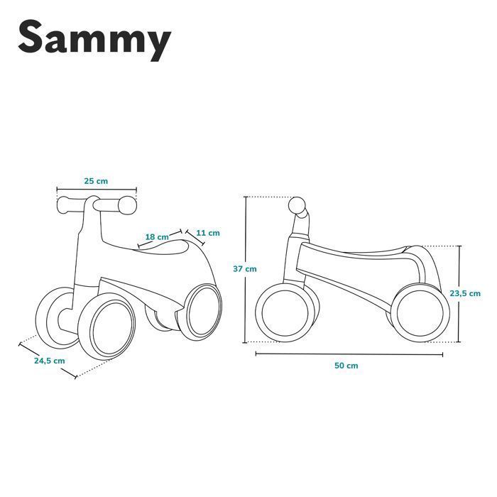 LIONELO Sammy Loopfiets - Kinderfiets - Kleurrijke Verlichting - 4 Wielen - 1-3 jaar (tot 30 kg) - Ergonomisch - Wit/Zwart