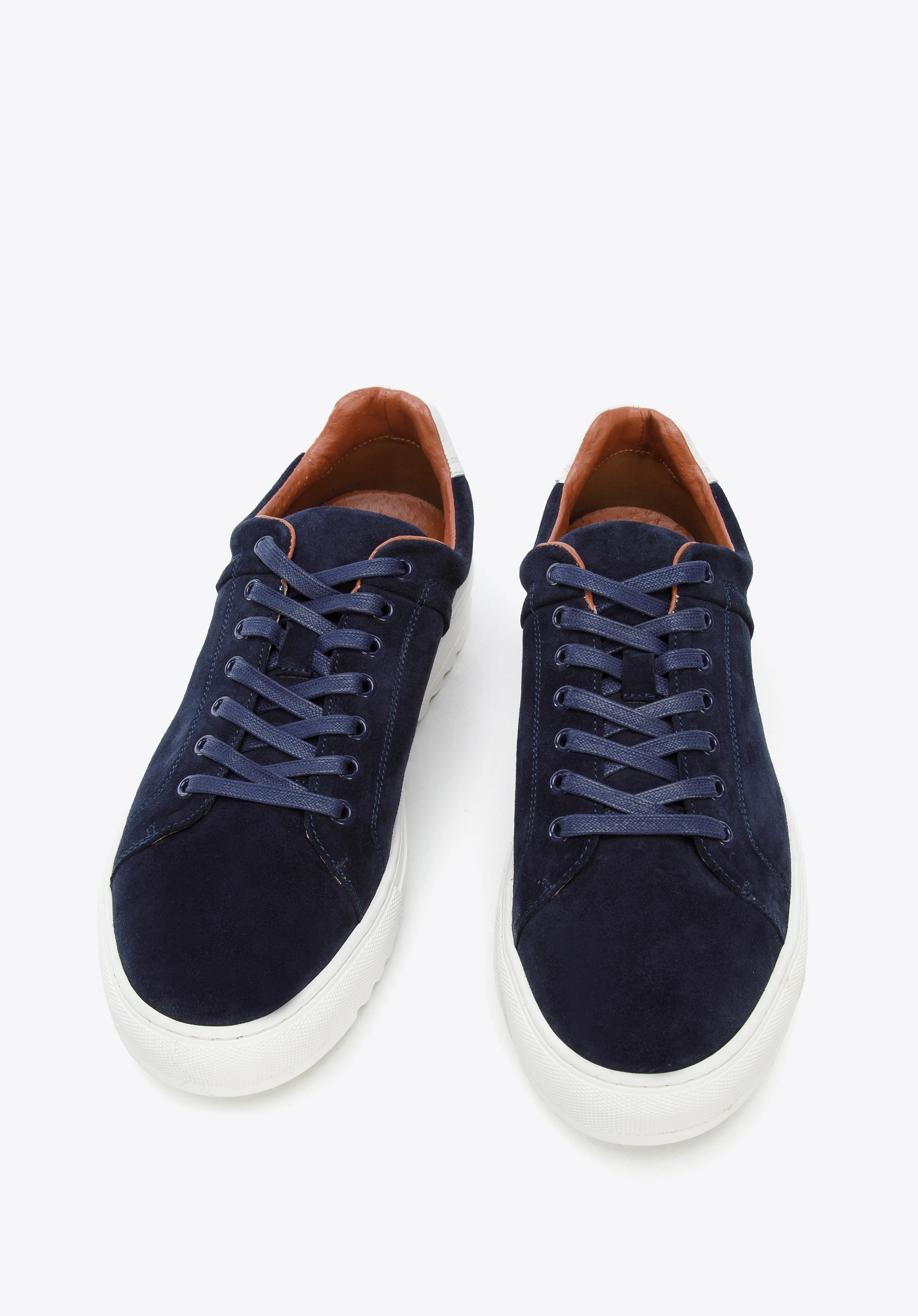 Męskie sneakersy zamszowe na grubej podeszwie granatowe