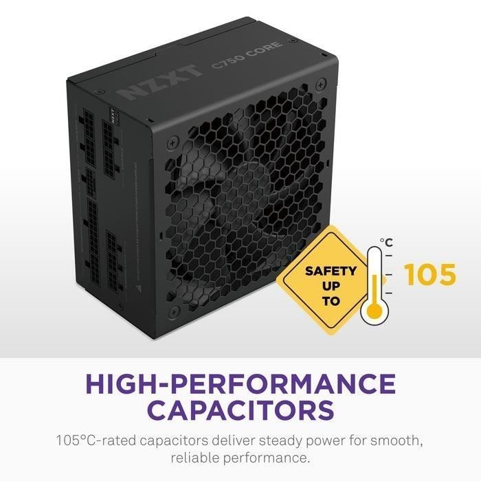Alimentatore per PC - NZXT - PA-8G3BB-EU - C850 Gold Core - 80Plus Gold - Completamente modulare - Alimentatore ATX 3.1 - Cavo di alimentazione UE