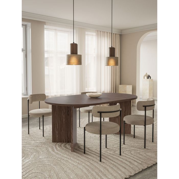 Tavolo da pranzo rotondo – OVO – Finitura noce Wisconsin – Allungabile – 110–190×110 cm