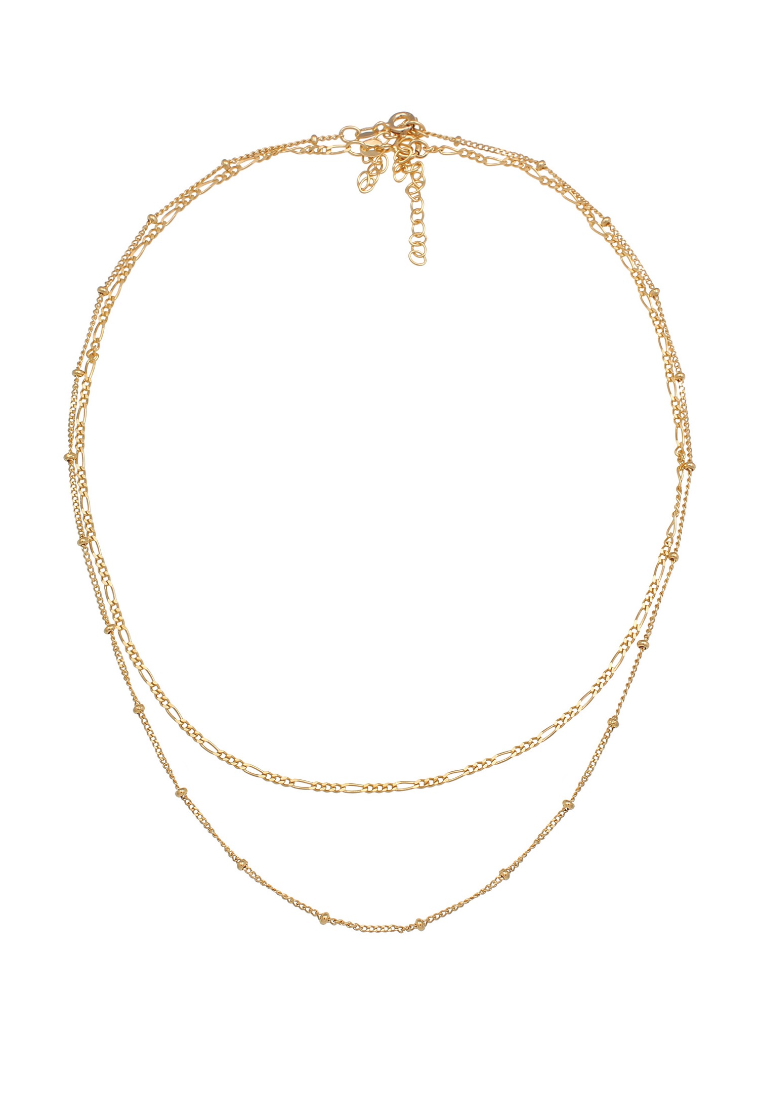 Elli Couche Chaîne de Figaro Chaiîne á Boules Basic Collier Femme - (925/1000) Argent