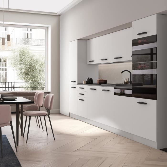 Cucina completa - B BELINI GROUP - NAOMI - 360 cm - Bianco opaco - Design contemporaneo