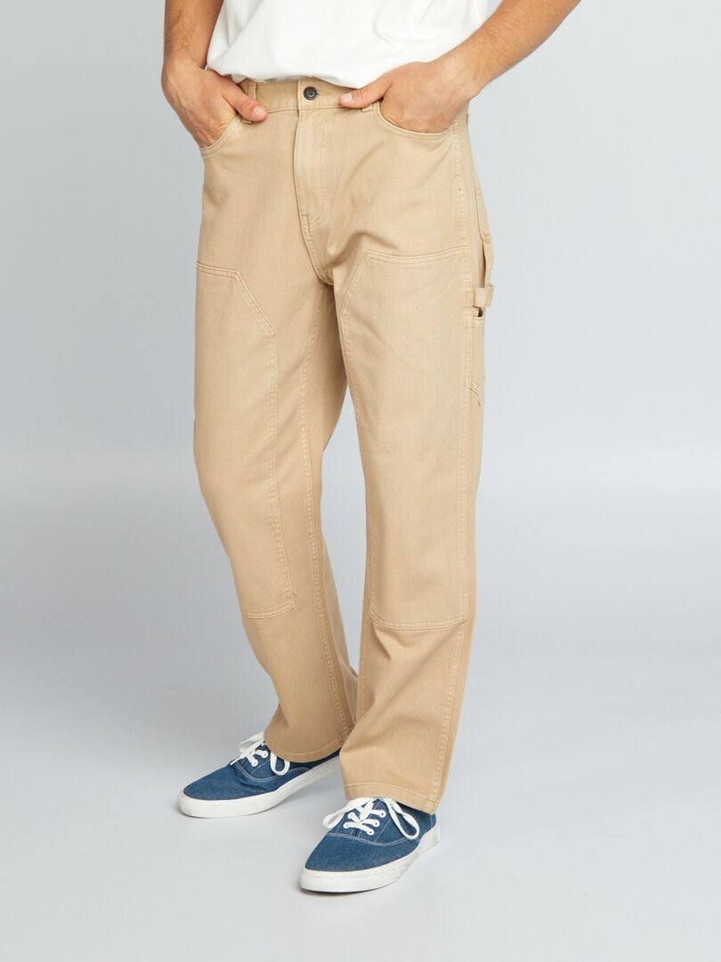 Jeansy Straight Jeans - - BEŻOWE