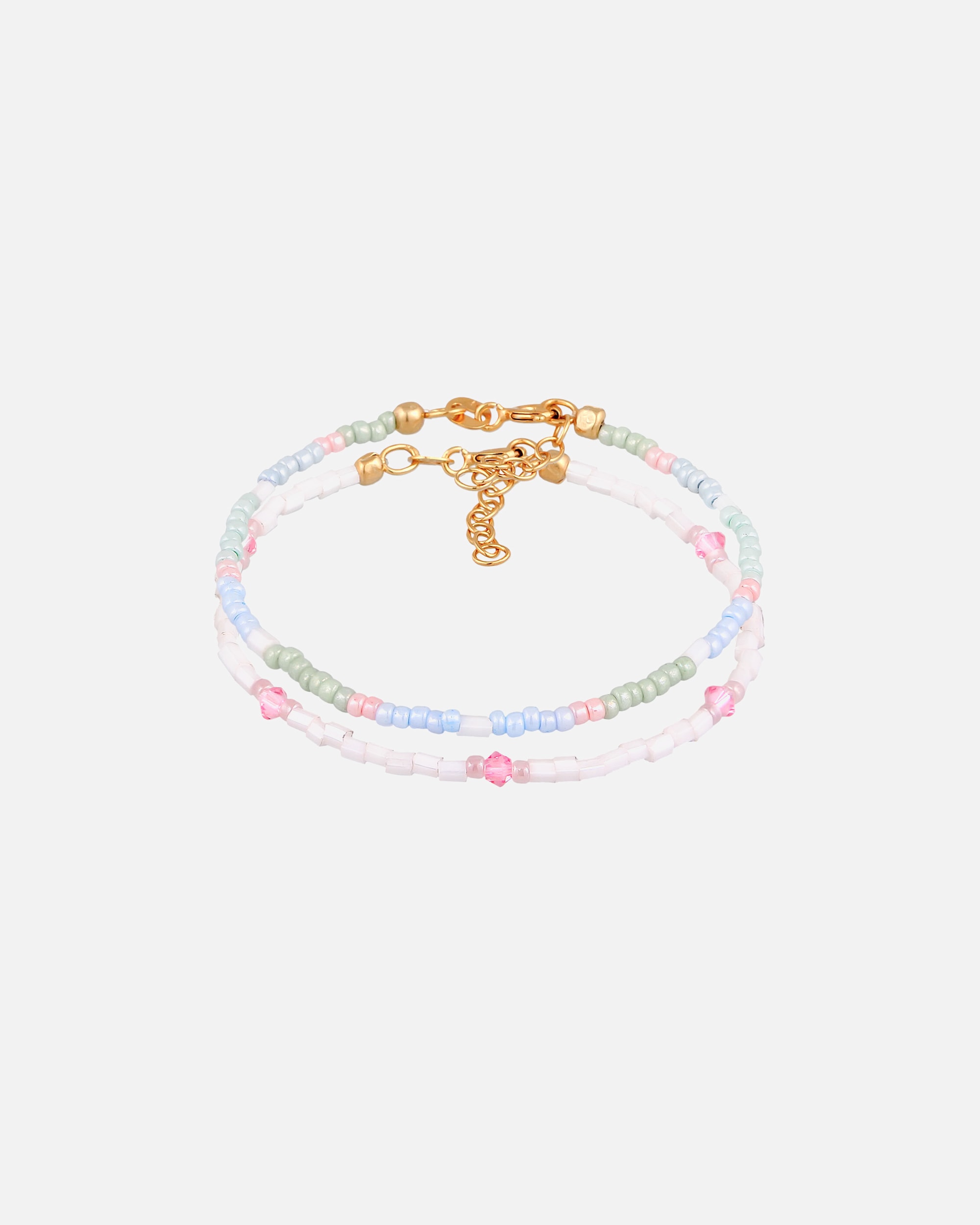 Elli Enfants perles de verre pastel set de 2 en argent sterling 925 plaqué or