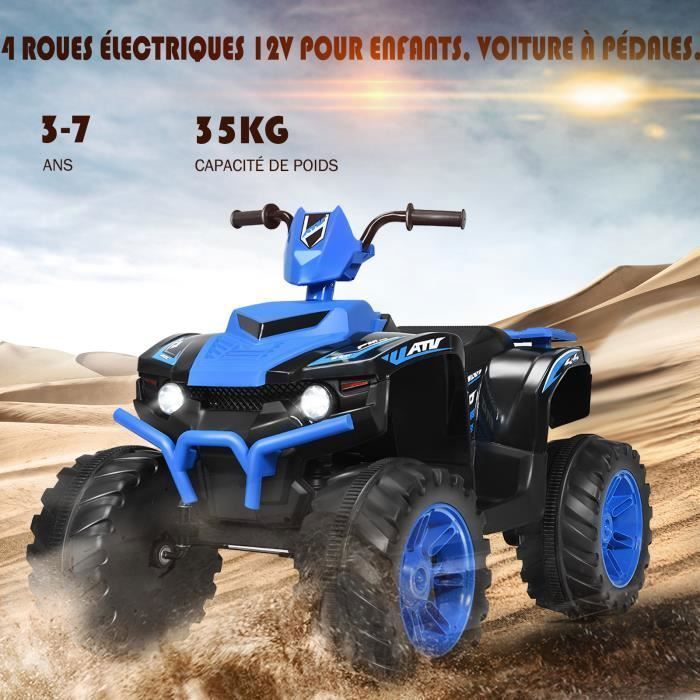 Quad eléctrico COSTWAY de 12 V para niños de 3 a 7 años, con luces, música e historias, 104 x 67 x 74 cm, para diversos terrenos, color azul.