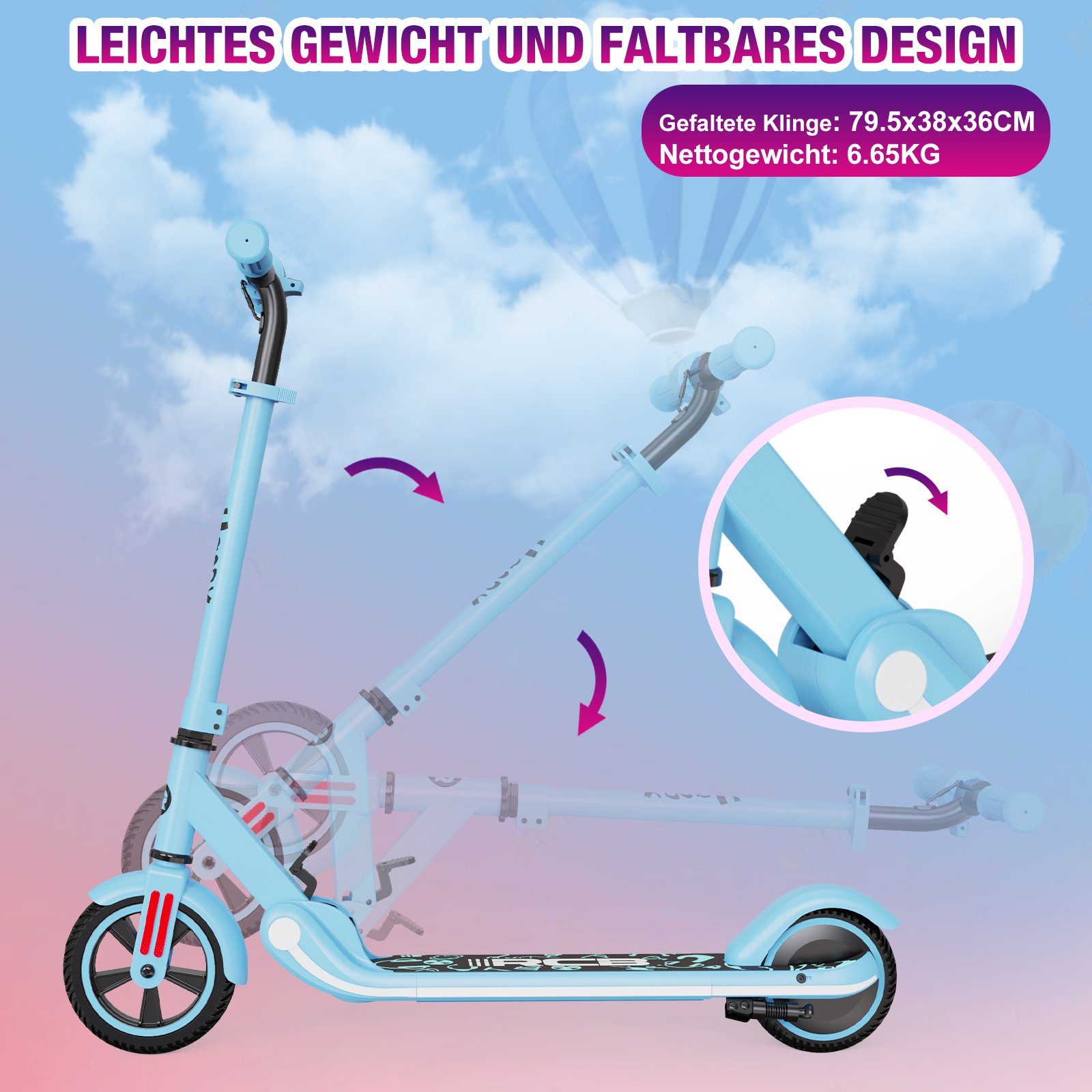 RCB Mini-Scooter, Kinderroller, faltbarer Kinderroller 150 W 16 km/h