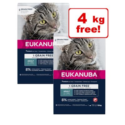 20kg Eukanuba Grain-Free Rich in Salmon Dry Cat Food - 16kg + 4kg Free!*