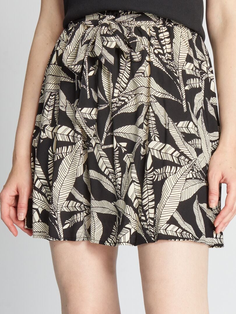 Falda suave con estampado - NEGRO