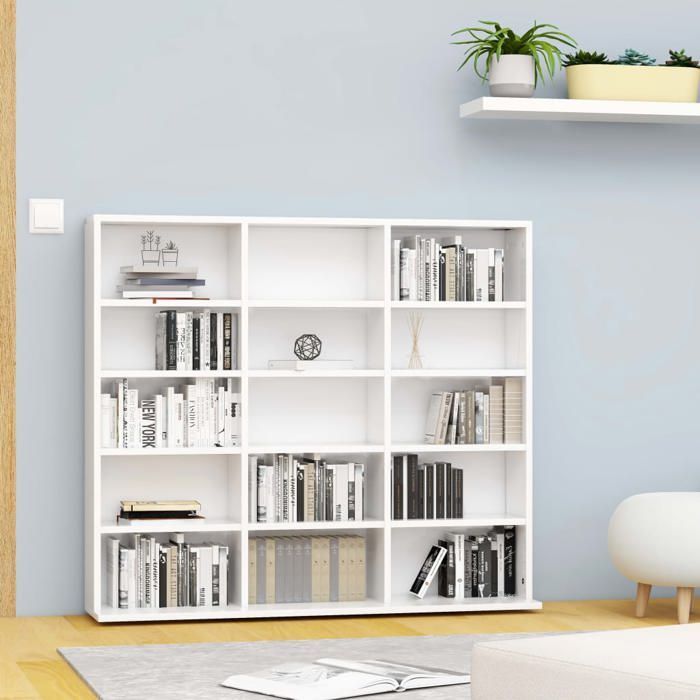 Armário para CDs CLOUD - Estante Branca 102x23x89,5 cm em Madeira Engenheirada CHYNEW1648842