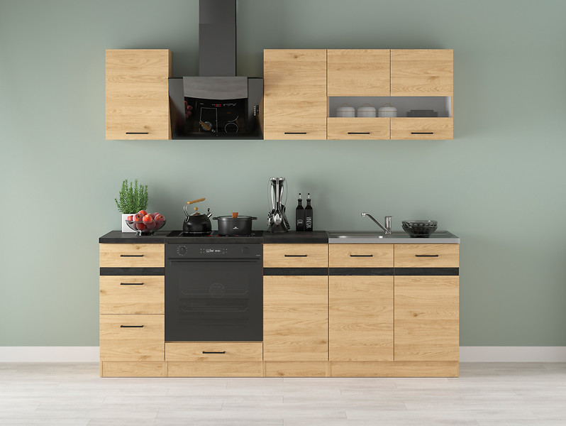 Komplet kuchenny Junona Line 220 cm dąb bernstein