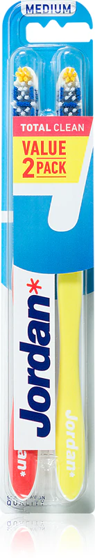 Escova de dentes Jordan Total Clean Medium, pacote com 2 unidades