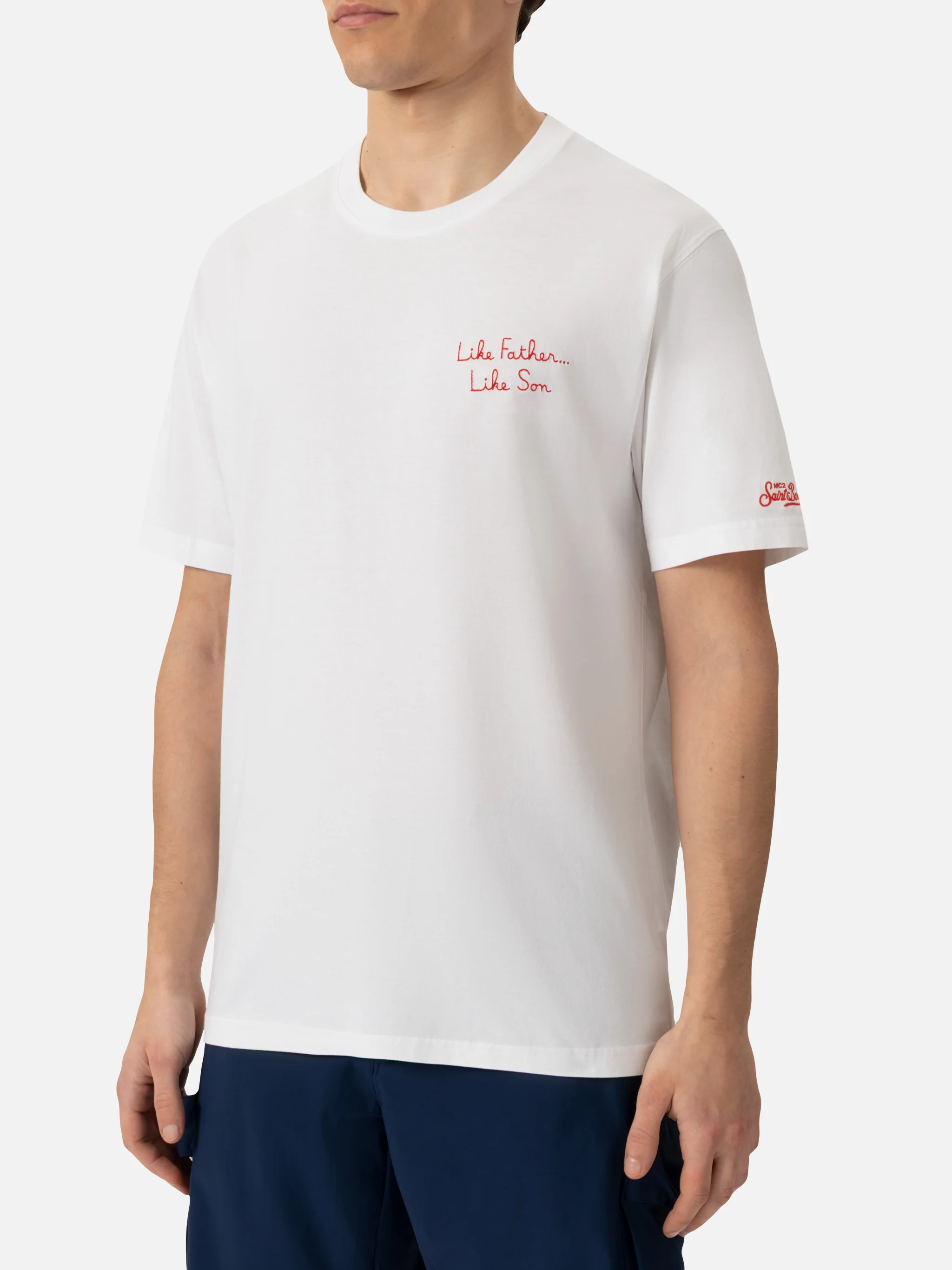 T-shirt da uomo in cotone con ricamo frontale The Simpsons e stampa su