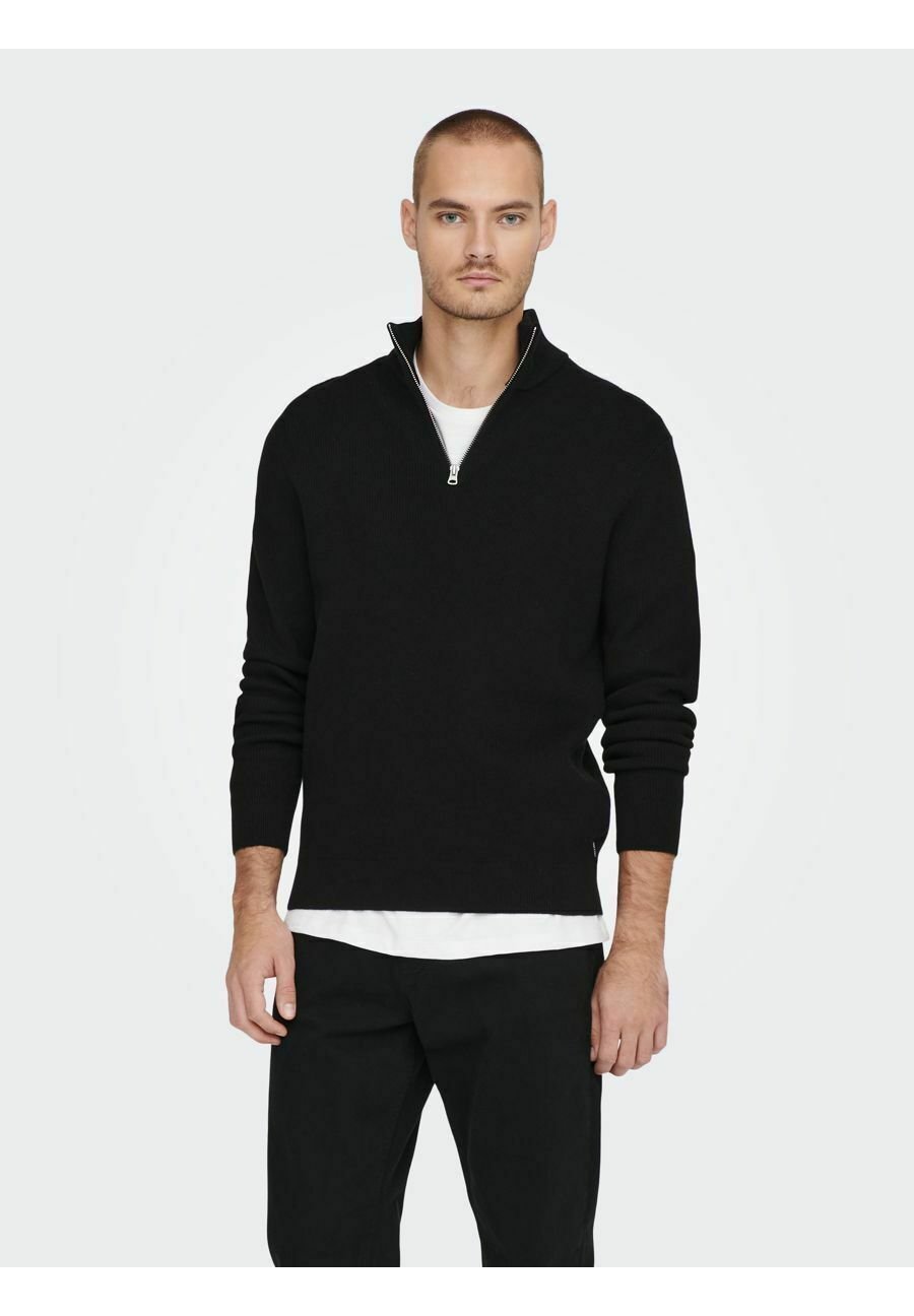 Only & Sons ONSPHIL HALF ZIP - Sweter - czarny