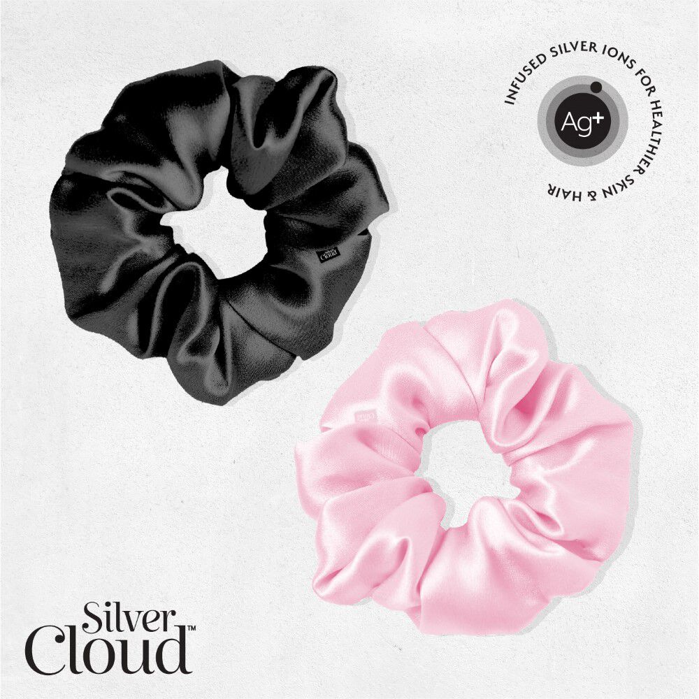 Silver Cloud Mixed Large Satin Scrunchies