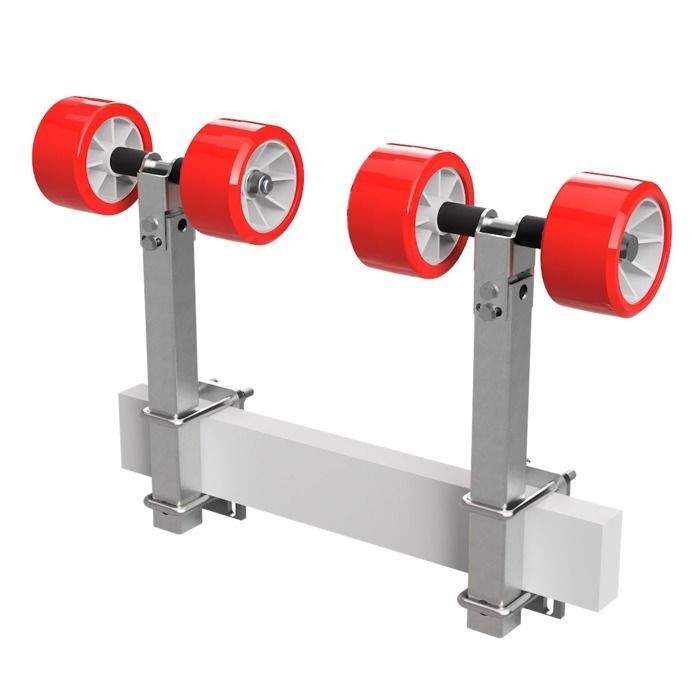 2x Auxílio de lançamento de reboque com roletes pendulares para barco, TPU SUPROD Ø 120 mm Vermelho/Cinza