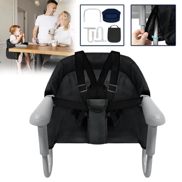 Silla elevadora plegable para bebé Aufun con clips antideslizantes y respaldo ergonómico, color negro.