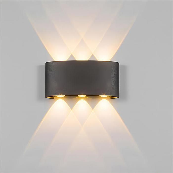 LED wall light - SMOTOP - 6W - Black aluminum - Warm white up-down
