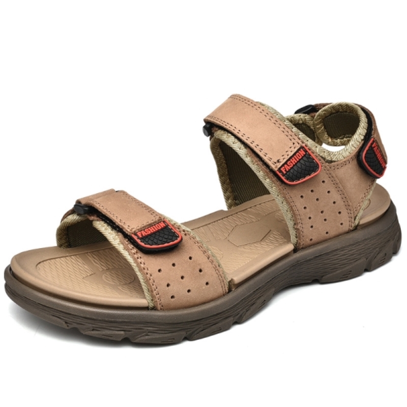 Sandalias casuales de microfibra de alta calidad para hombre, sandalias de moda con dos tiras y cierre de velcro, zapatos deportivos frescos de verano para hombre.