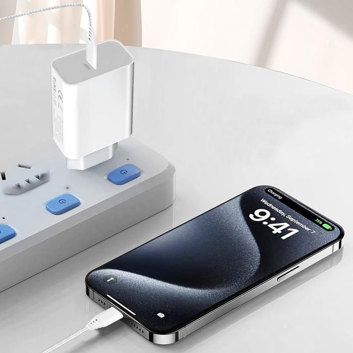 45-W-Schnellladegerät – Weiß – USB-C – 1 m – für Samsung Galaxy A16, A15, A36, A37, A56, A57, A17, S25, S24, Z Flip, 5, 6 und 7