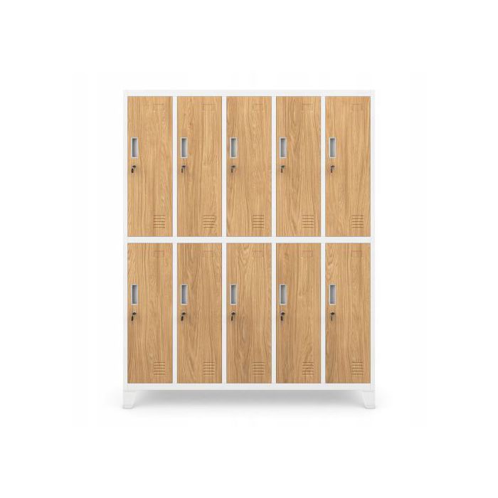 JAN NOWAK Metal locker cabinet for schools and changing rooms BARTEK White / Golden Oak