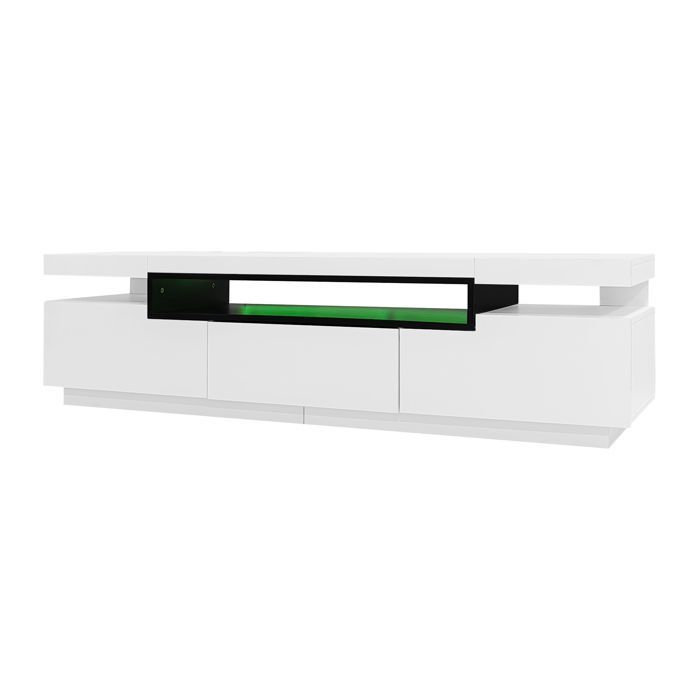Tv-meubel van 160 cm met ledverlichting - 3 lades - geschikt voor tv's van 70-79 inch - wit