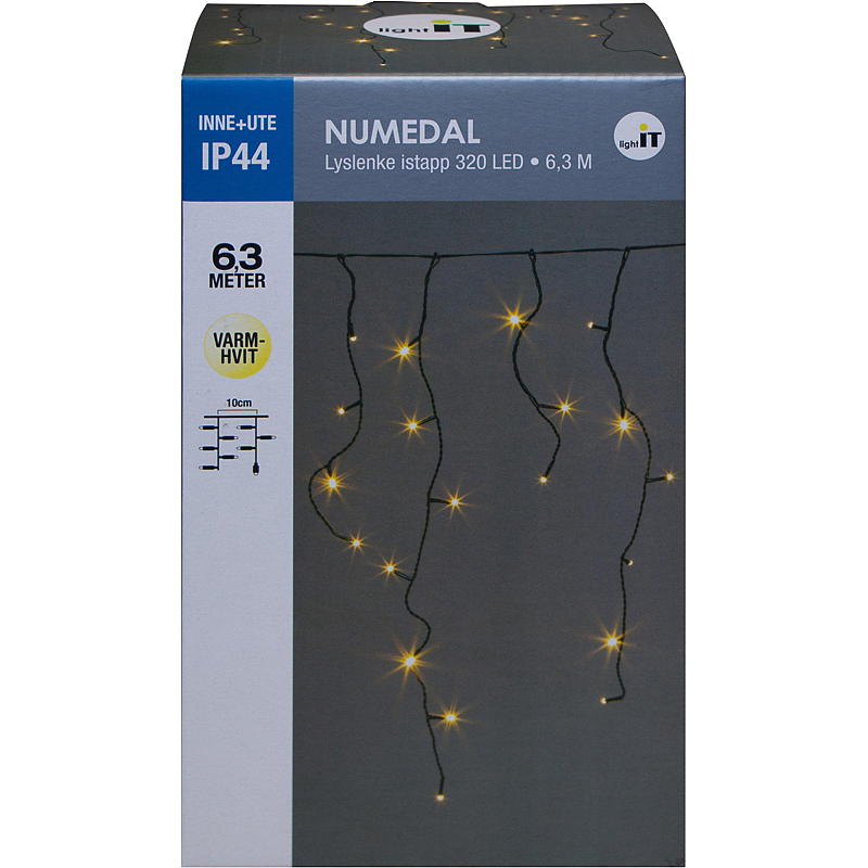 Hem Ljusslinga 320 LED-isbitar, varmvit, Numedal