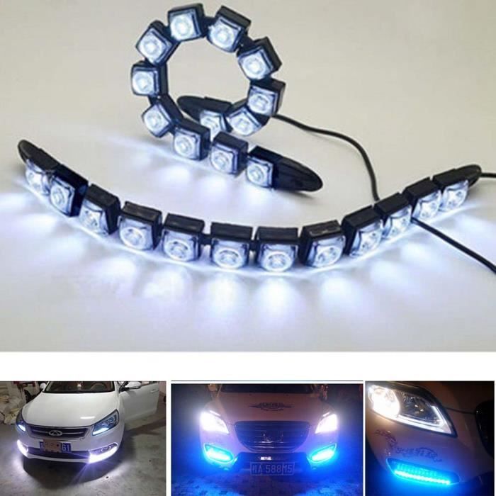 SURENHAP® 2 pezzi Luci diurne a LED DRL universali per auto, 12 LED, flessibili, fendinebbia, luci diurne