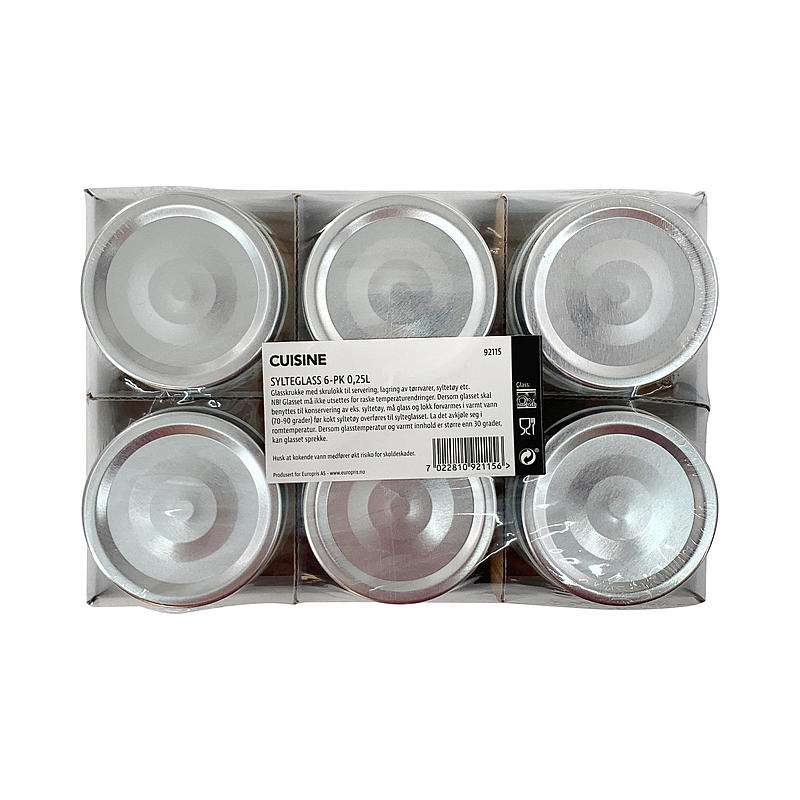 Vasetti di marmellata Cuisine, confezione da 6, 0,25 l