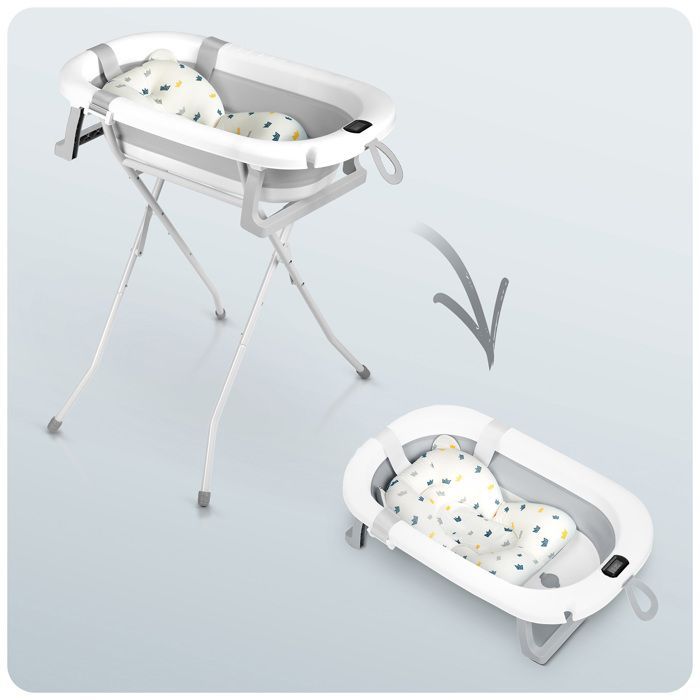 Ricokids Foldable Baby Bathtub - Newborn Insert - Built-in Thermometer - Foldable and Lightweight