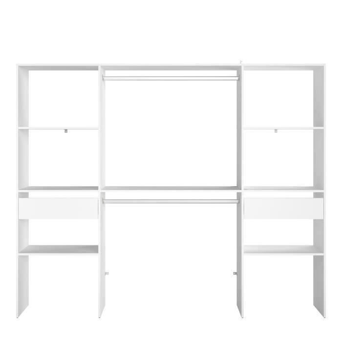 Dressing double ARTIC - L 220 x P 40 x H 180 cm - Blanc - Made in France