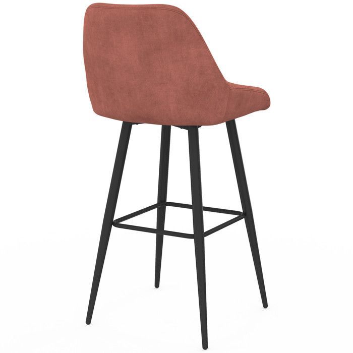 IDMARKET Set of 4 THALYA bar stools in terracotta velvet with half-armrests