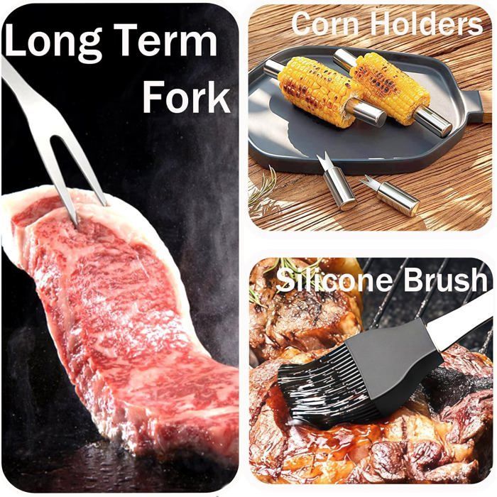 Set de 20 pièces de couverts de barbecue de haute qualité,ensemble de coffret en acier inoxydable,accessoires de barbecue