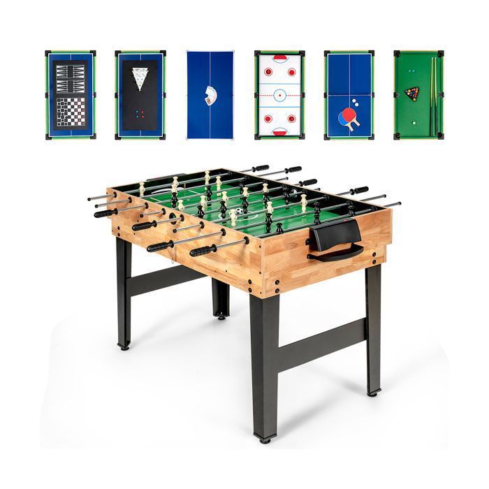 Mesa multijuegos COSTWAY 10 en 1: futbolín, ping-pong, billar y hockey para niños. Medidas: 103 x 58 x 68 cm. Madera. Accesorios completos. Para mayores de 8 años.