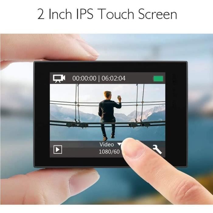AKASO EK7000 Pro Caméra Sport 4K avec Carte MicroSDXC 128GB, 20MP WiFi avec Ecran Tactile EIS Stabilisateur Étanche 40M Noir