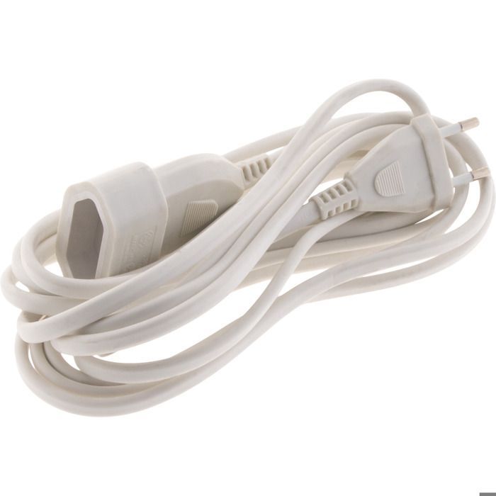 Cable de extensión HO5VV-F de 2x1mm² - 5m - blanco - Zenitech
