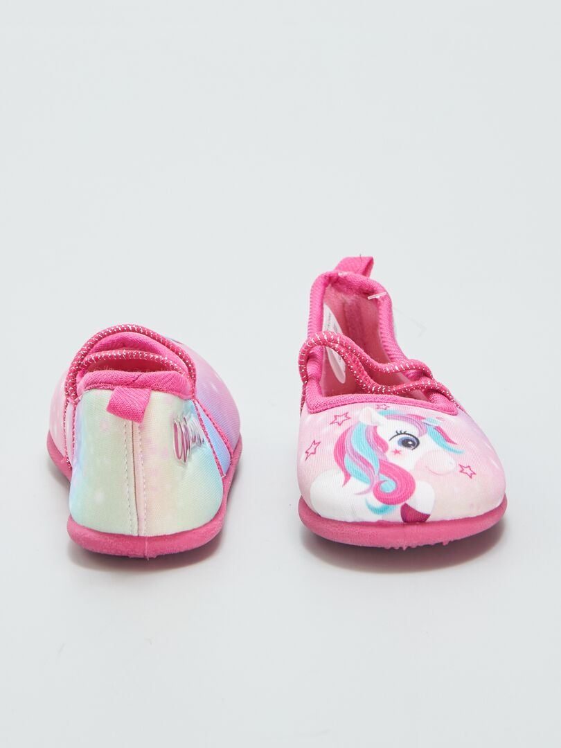 Ballerina slippers met eenhoornprint - ROZE