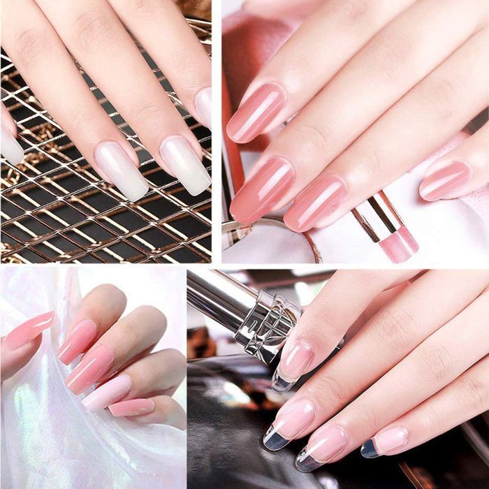 Set manucure-pedicure Poly extension gel  - ATELIX -  7PCS avec 6W lampe UV et outils de nail art gel pour extension d'ongle poly na