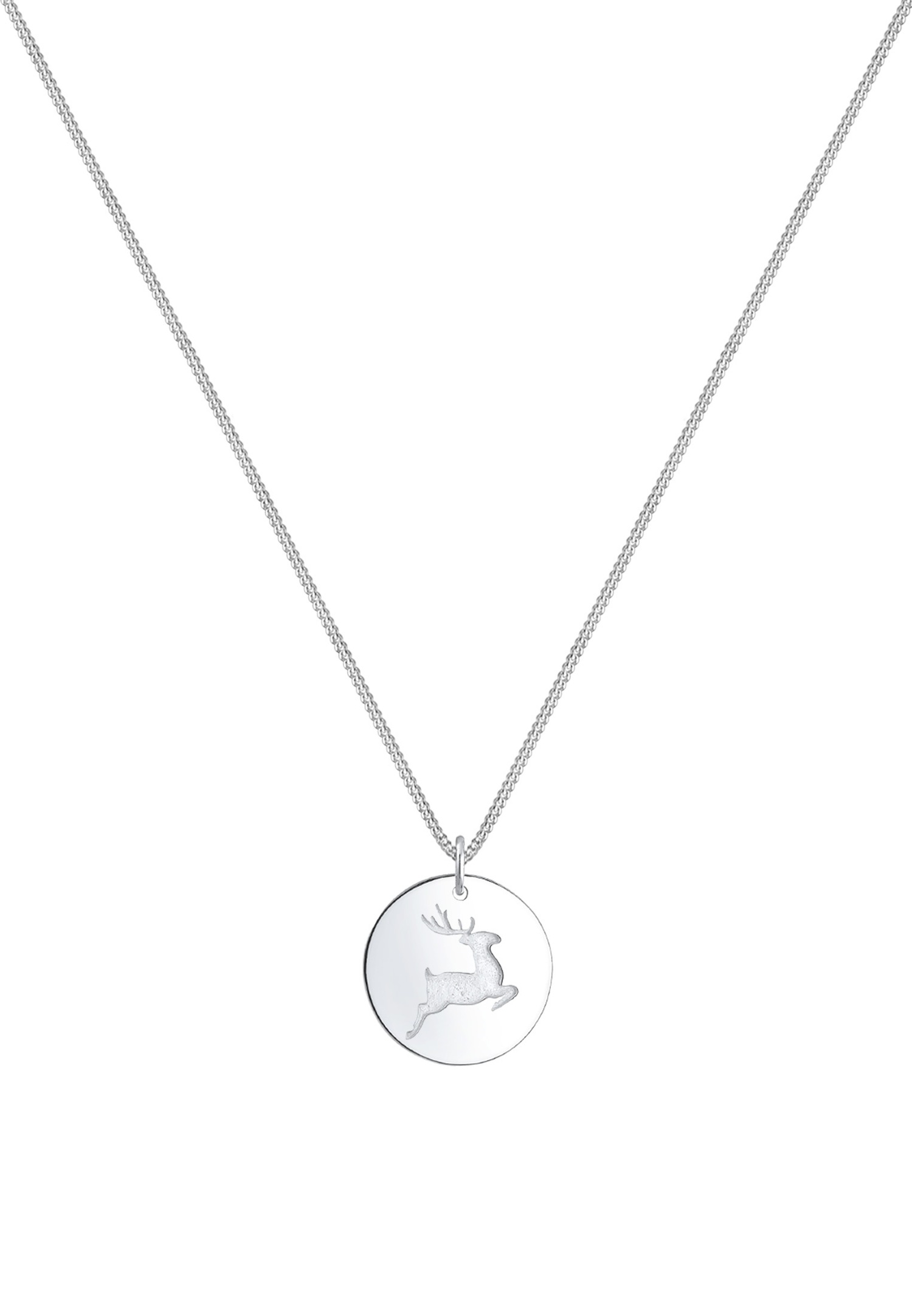 Elli Femme Paillette Cerf Gravure - (925/1000) Argent