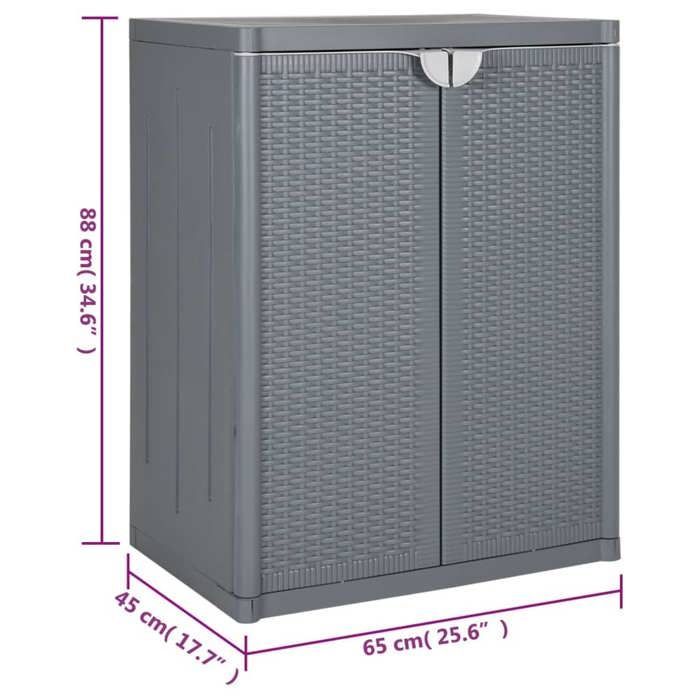 vidaXL Armoire de rangement de jardin gris 65x45x88 cm PP rotin 364062